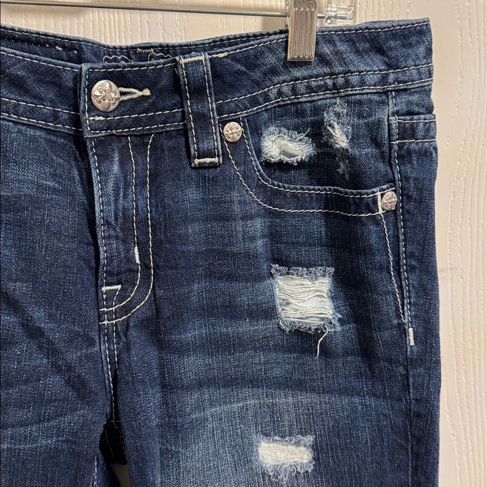 Miss Me Boyfriend Mid-Rise Ankle Distressed Denim Medium Wash Jeans Women’s‎ 27 - Picture 10 of 12